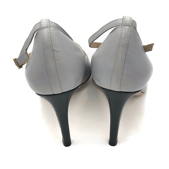J. Crew Made in Italy Everly Cap Toe T-Strap Stiletto High Heels Gray Black 7 - Picture 5 of 9